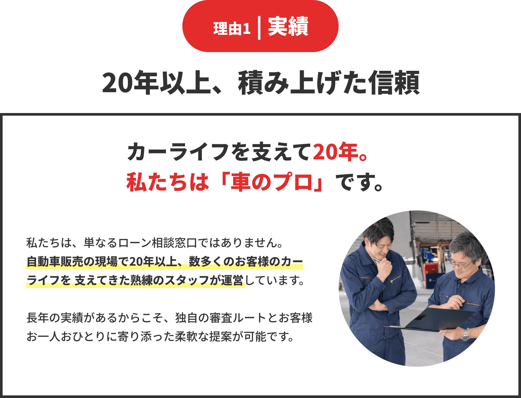 理由1実績　20年以上積み上げた信頼
